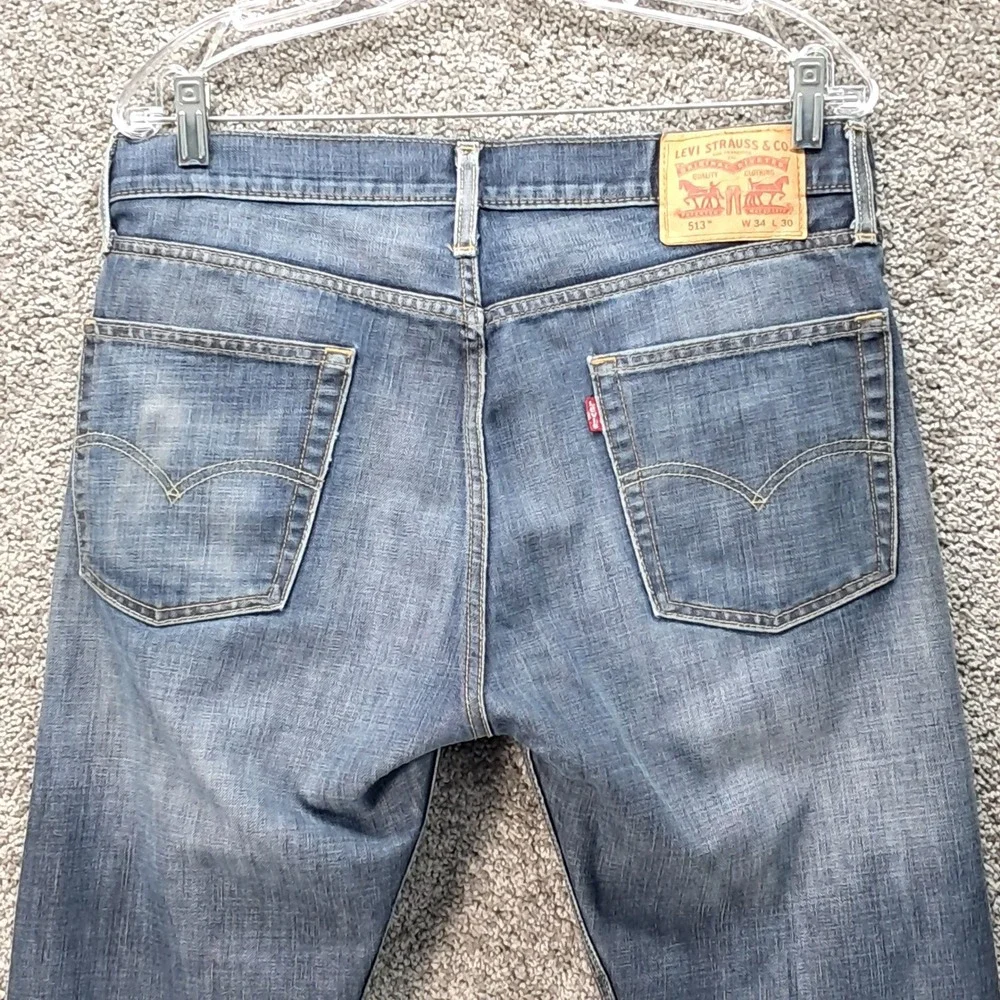 Levis 512 Slim Taper Mens Blue Denim Jeans 34x30 Medium Wash WaterLess 7002